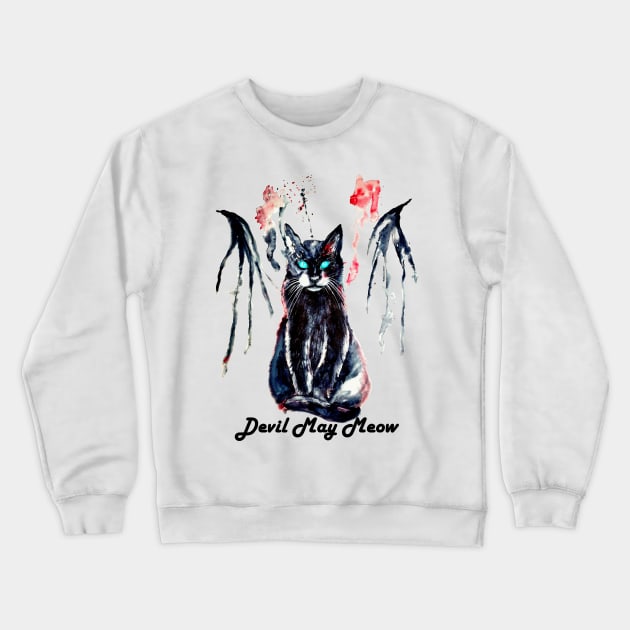 Devil May Meow cat Crewneck Sweatshirt by NemfisArt